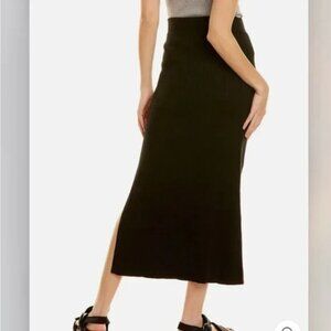 $178 NWT Splendid Skirt Womens L Black Pull On Side Slit Knit Stretch Maxi